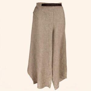 tan linen wide-leg cropped pants Fiddler small